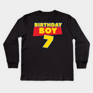 7th Birthday Boy B-day Gift For Boys Kids Kids Long Sleeve T-Shirt